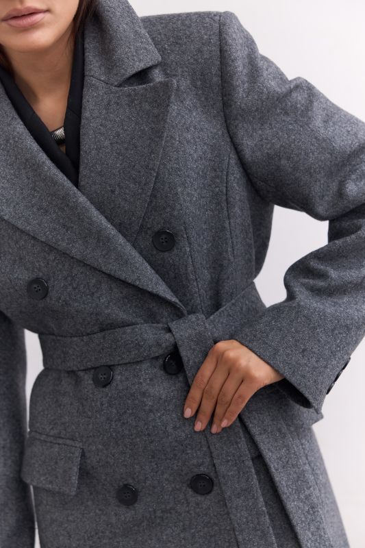 Удлиненное классическое шерстяное пальто (Серое)