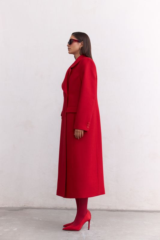 Классическое шерстяное красное пальто