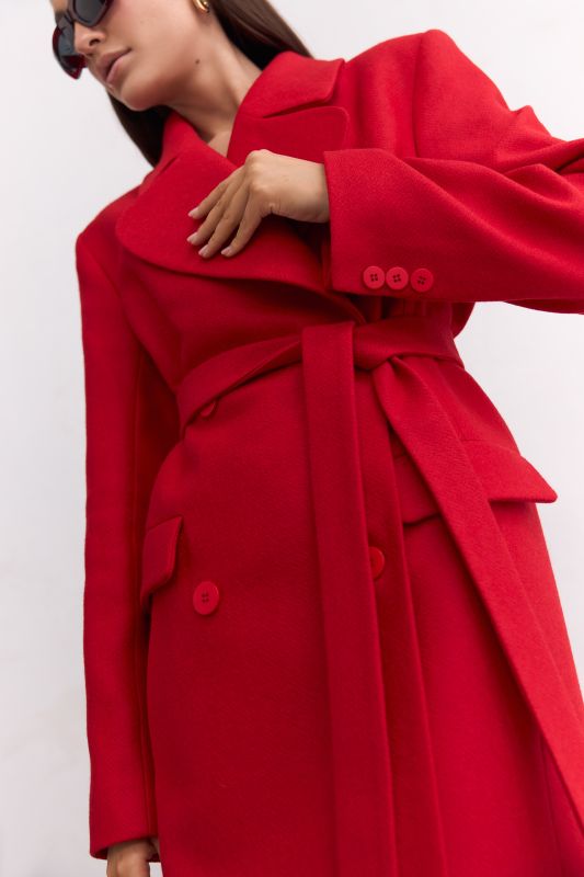 Классическое шерстяное красное пальто