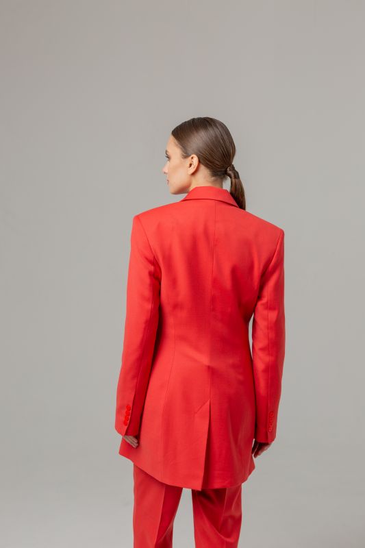 Двубортный приталенный жакет-платье (Красный)