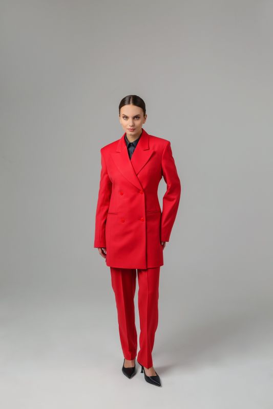 Двубортный приталенный жакет-платье (Красный)